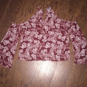 Charlotte Russe Bell Sleeve Cold Shoulder Top